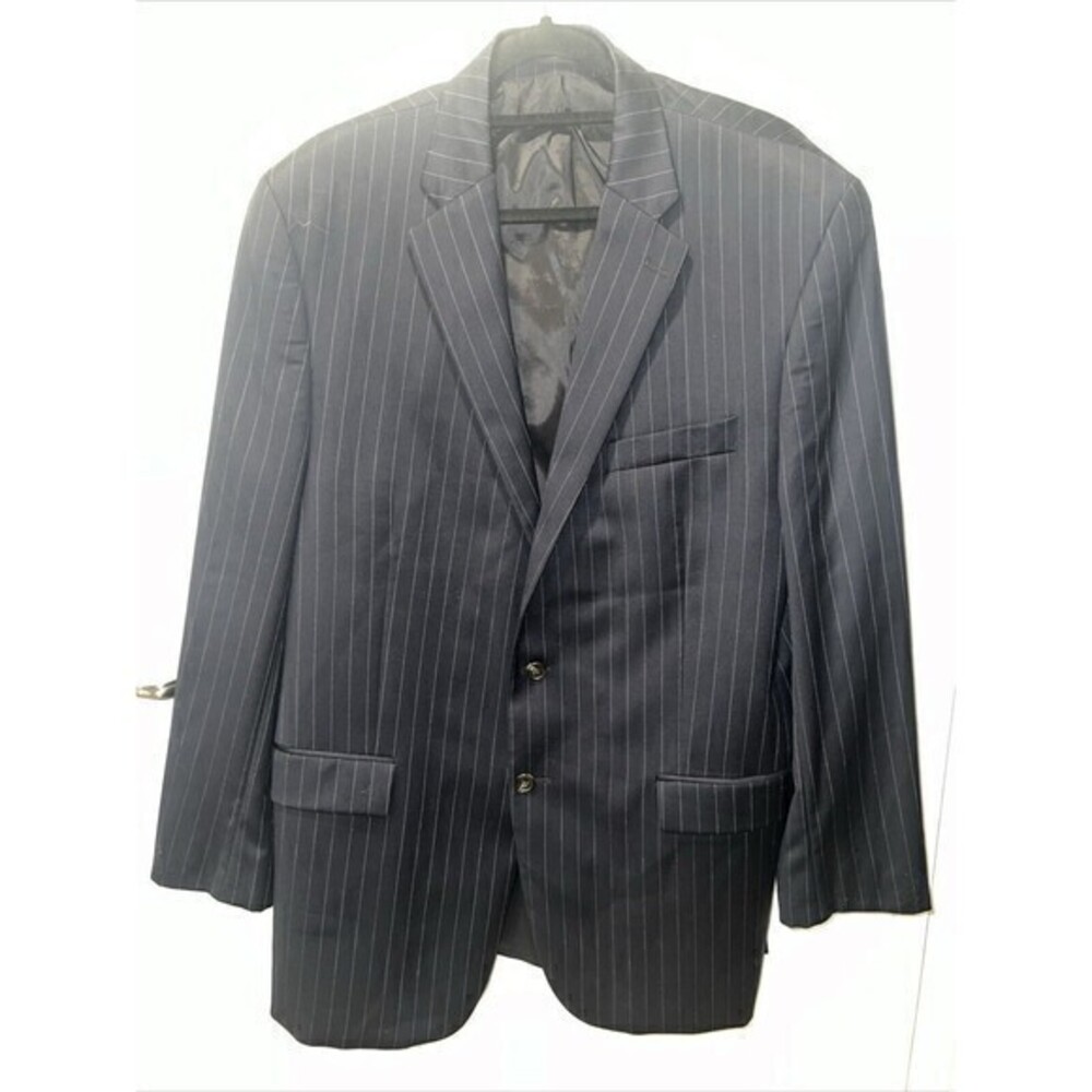 Lauren Ralph Lauren Blazer 46L Peak Lapel Two Button Blue Pinstripe Blazer Wool